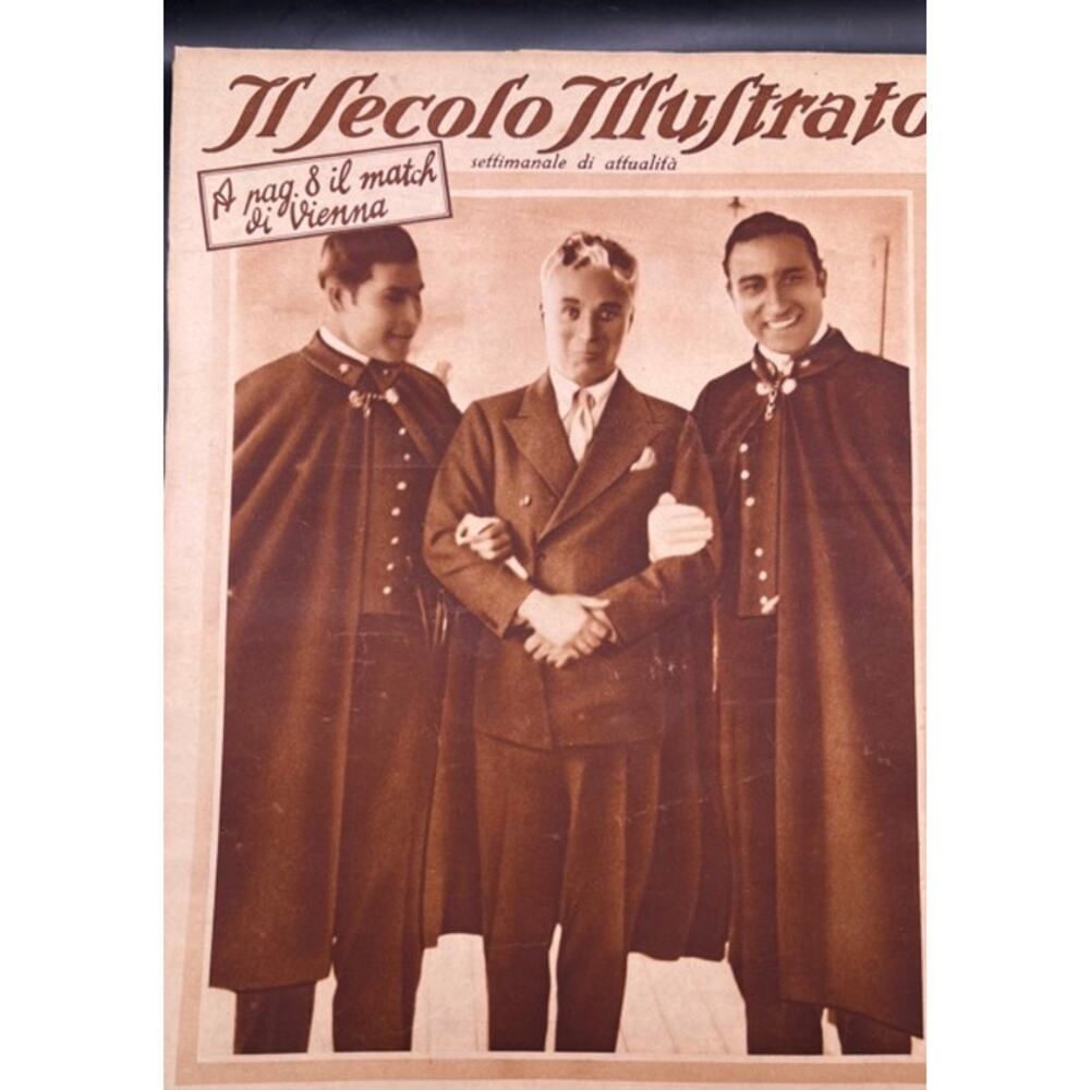 1932 Italian Charlie Chaplin Magazine America Indian, Garbo, The Kid City Lights